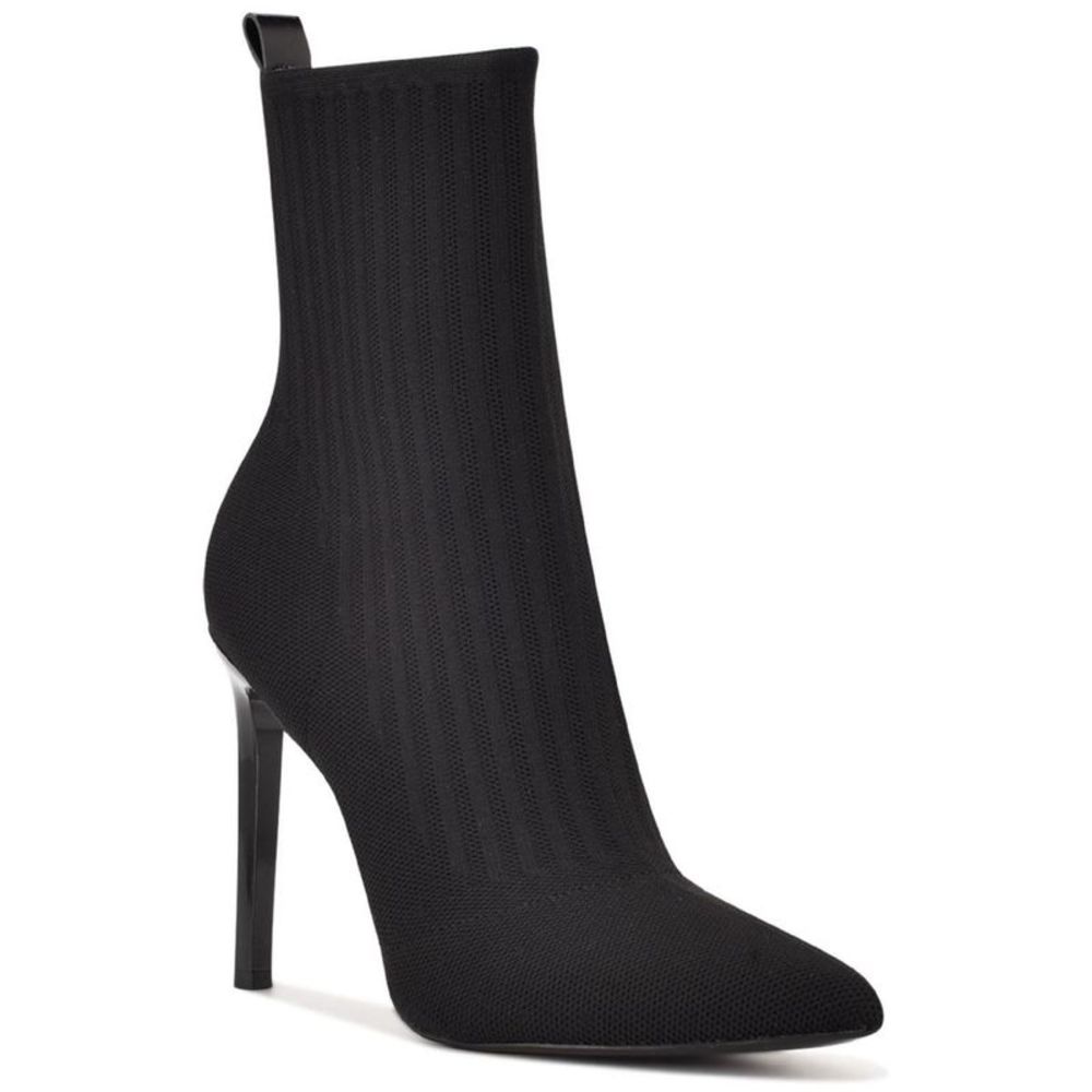 Nine West Womens Teoy  Black Microsuede Pointed Toe Ankle Boots Shoes NWOB